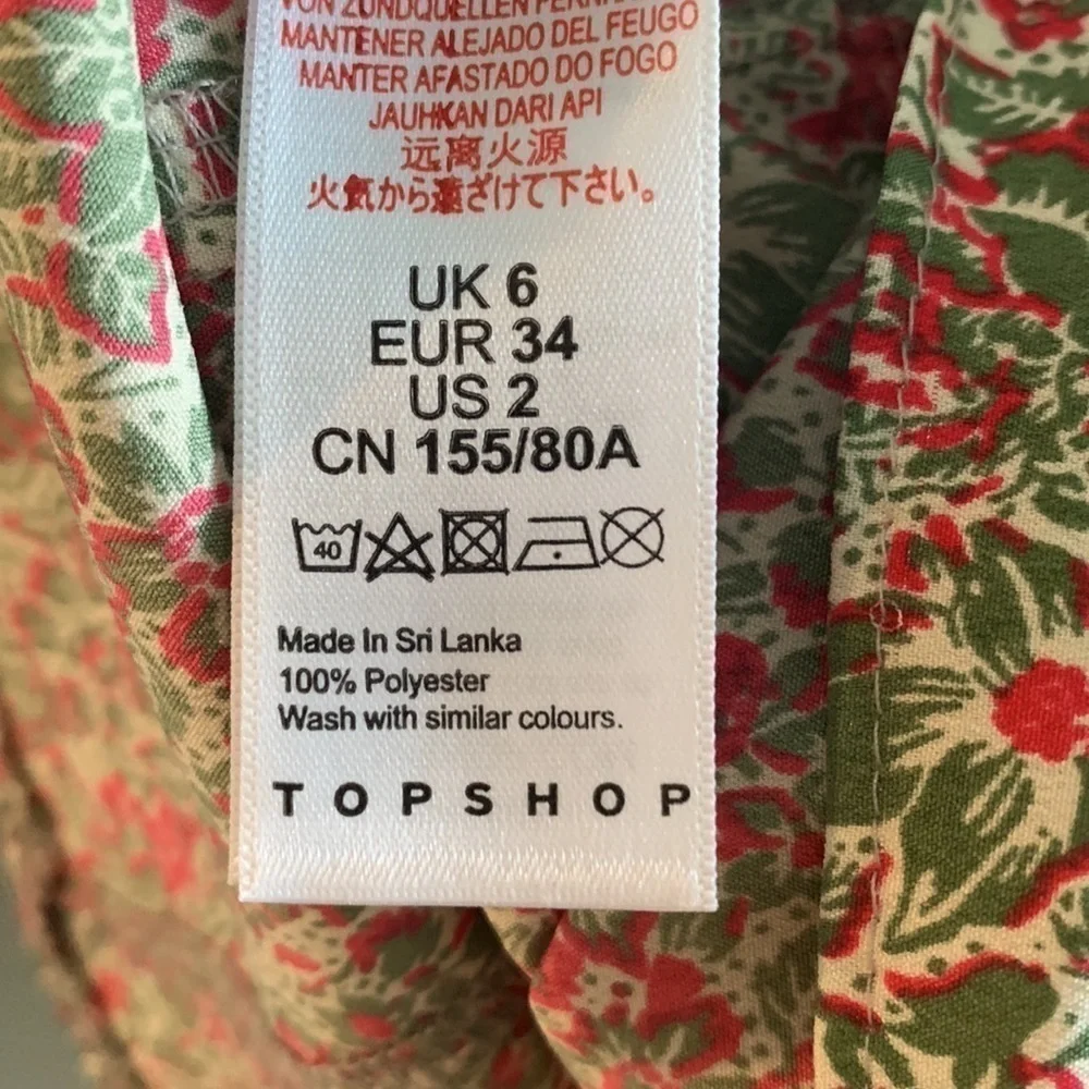 TOPSHOP Floral Cottagecore Victorian Button Up Corset Cropped Blouse Size 2 - Picture 7 of 7